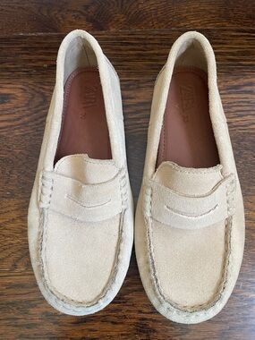 Zara Beige Suede Penny Loafers